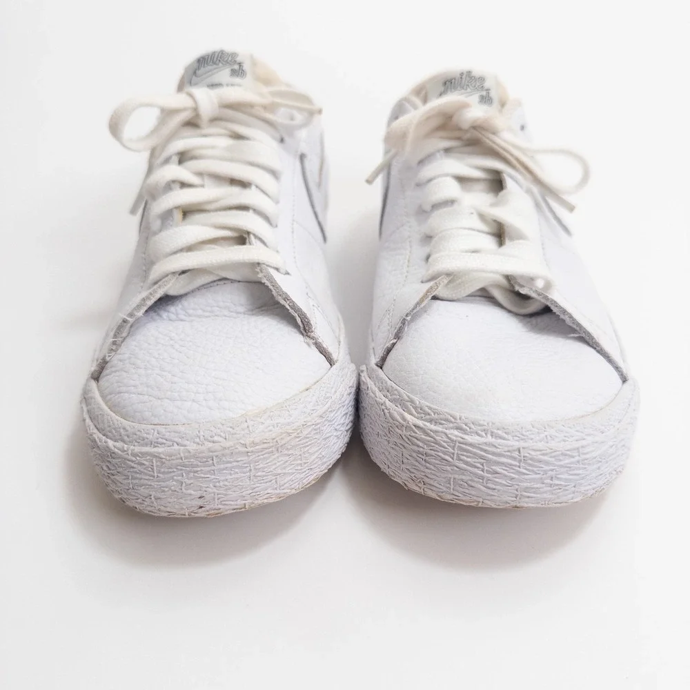 Nike SB Blazer Low AR1576-114 White‎ Leather Skate Shoes Men 8.5